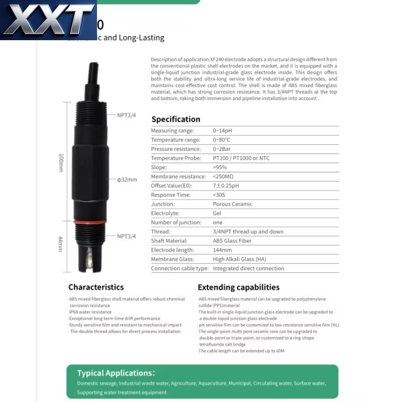 XXT XF240 산업용 pH 전극 센서 (pH 측정기 - Ph Meter 리뷰 및 가격