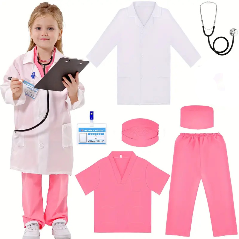 7PCS 어린이 의사 간호사 코스프레 복장 소년 소녀  - Medical Lab Coat 리뷰 및 가격